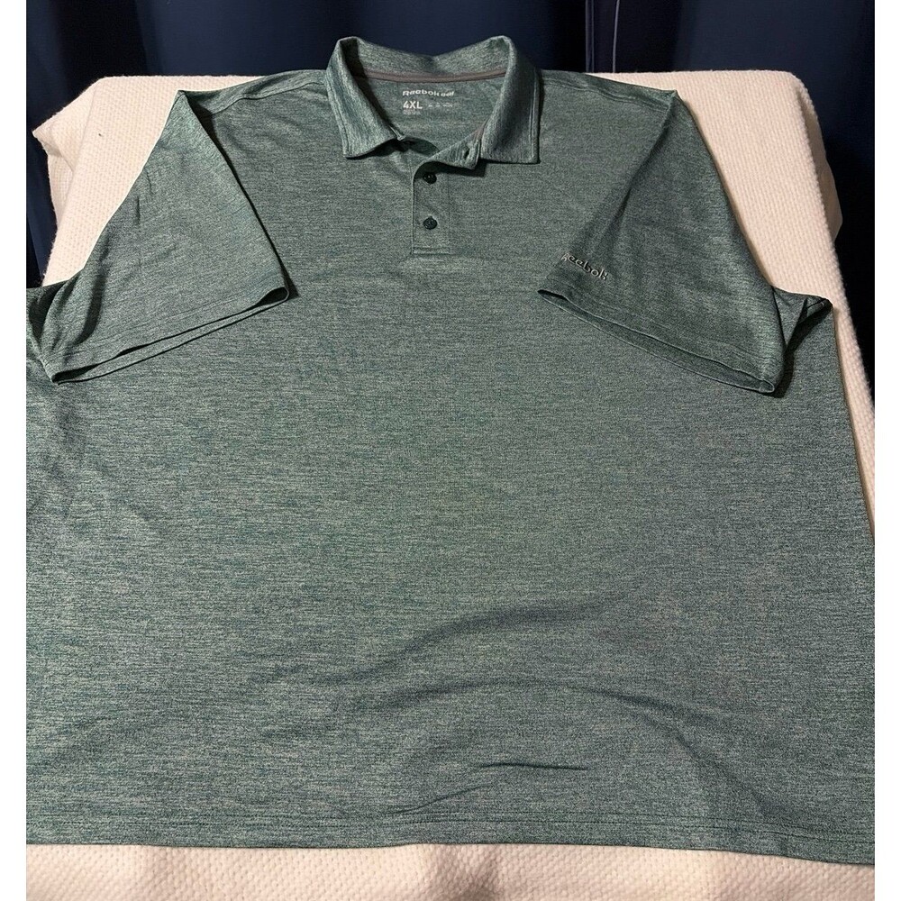 Reebok Golf Polo Shirt Men's 4XL Short Sleeve Heather Green Performance Big & Ta